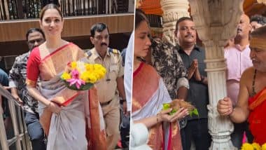 Tamannaah Bhatia Seeks Blessings of Lord Shiva at Mumbai’s Babulnath Temple Ahead of ‘Odela 2’ Trailer Launch (Watch Video)