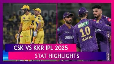CSK vs KKR IPL 2025 Stat Highlights: Sunil Narine’s All-Round Show Helps Defending Champions Down MS Dhoni’s Chennai Super Kings