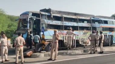 Rajasthan Bus Accident: 3 Killed, 18 Injured As Bus Overturns on Udaipur-Bhilwara Highway in Rajsamand (Watch Video)